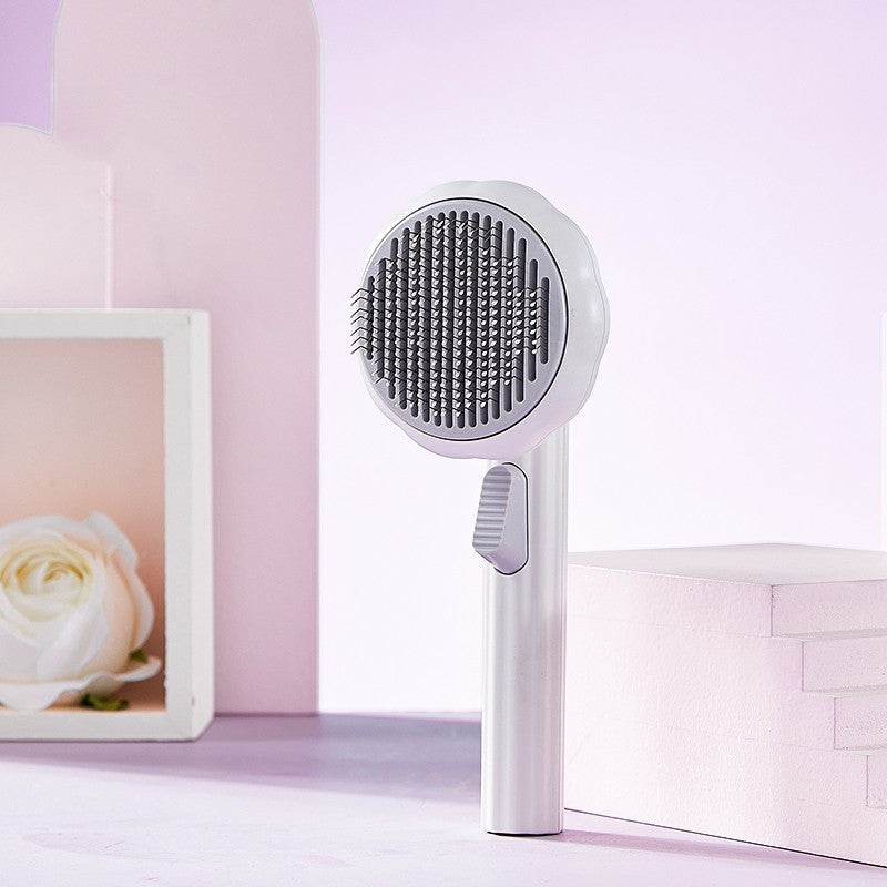 Pet Cat Brush Hand-held Steel - Self-cleaning Comb For Hair Removal
