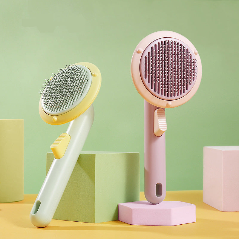 Pet Cat Brush Hand-held Steel - Self-cleaning Comb For Hair Removal