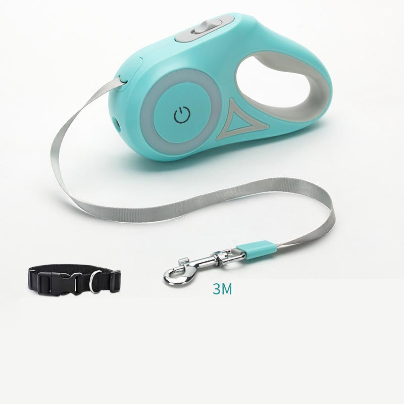 Retractable Leash And Dog Collar Spotlight - Automatic Pet Dog Cat Traction Rope