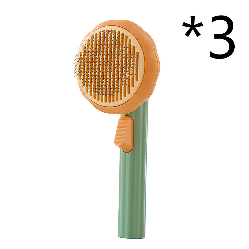 Pet Cat Brush Hand-held Steel - Self-cleaning Comb For Hair Removal