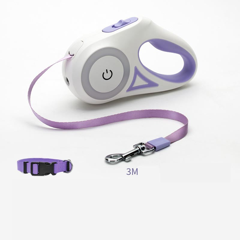 Retractable Leash And Dog Collar Spotlight - Automatic Pet Dog Cat Traction Rope