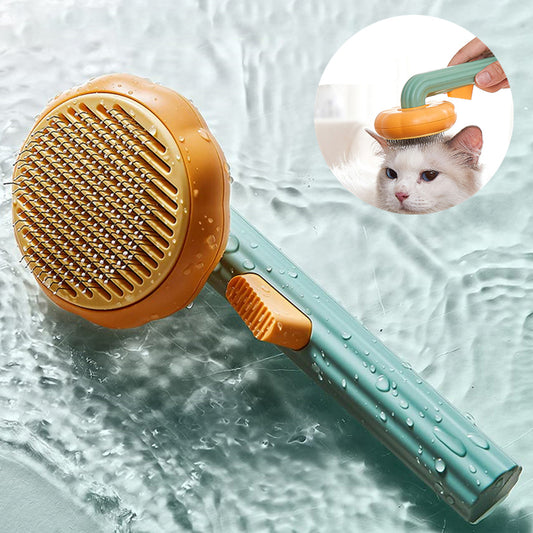 Pet Cat Brush Hand-held Steel - Self-cleaning Comb For Hair Removal
