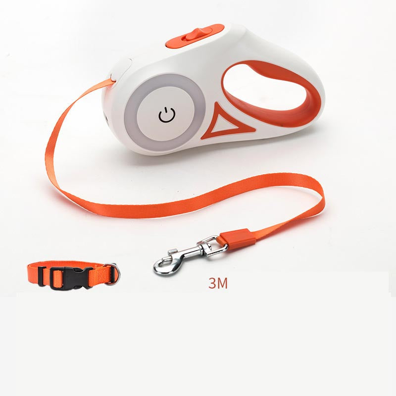 Retractable Leash And Dog Collar Spotlight - Automatic Pet Dog Cat Traction Rope