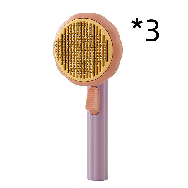 Pet Cat Brush Hand-held Steel - Self-cleaning Comb For Hair Removal