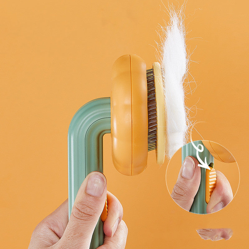 Pet Cat Brush Hand-held Steel - Self-cleaning Comb For Hair Removal