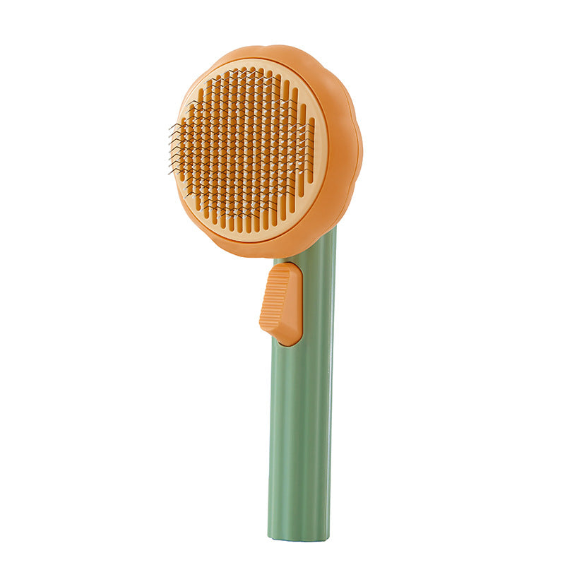 Pet Cat Brush Hand-held Steel - Self-cleaning Comb For Hair Removal