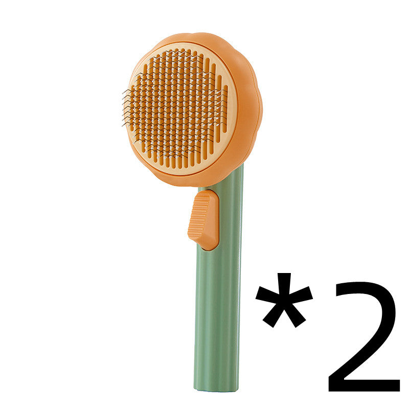 Pet Cat Brush Hand-held Steel - Self-cleaning Comb For Hair Removal