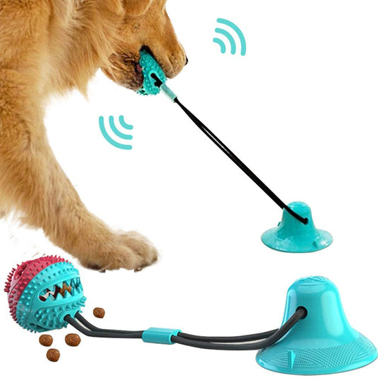Silicone Suction Cup Tug Interactive Dog Ball - Toy For Pet Chew Bite Tooth Cleaning