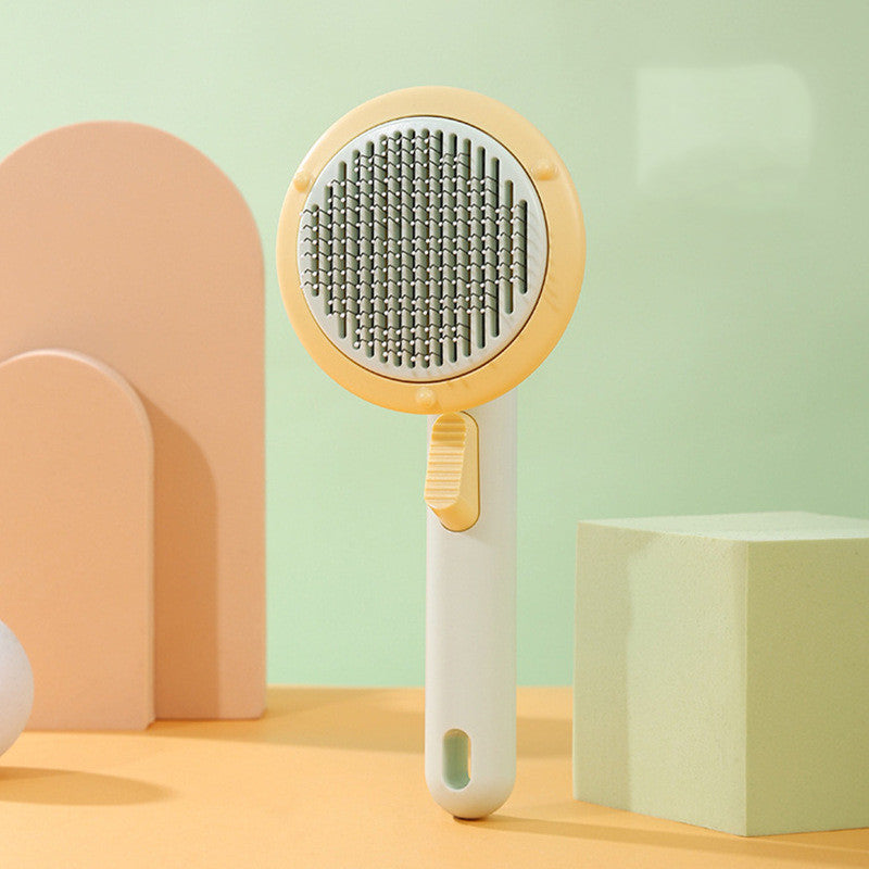 Pet Cat Brush Hand-held Steel - Self-cleaning Comb For Hair Removal