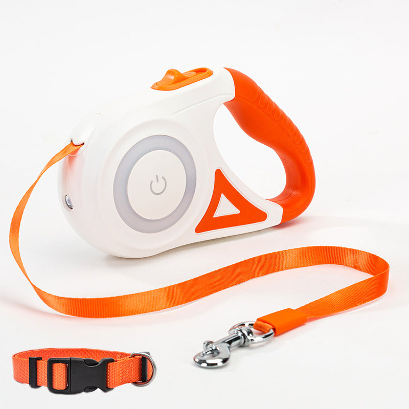 Retractable Leash And Dog Collar Spotlight - Automatic Pet Dog Cat Traction Rope