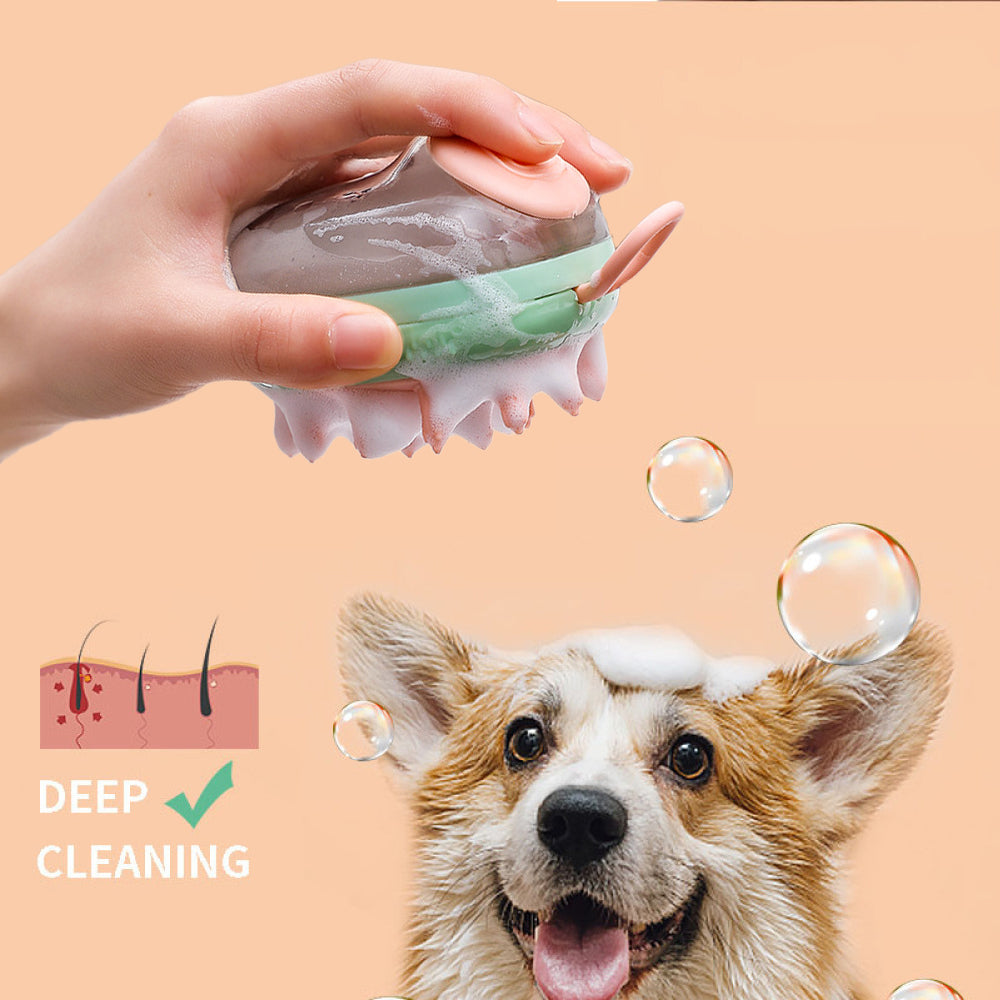 Pet Cleaning Bathing Massage - Shampoo Soap Dispensing Grooming Brush
