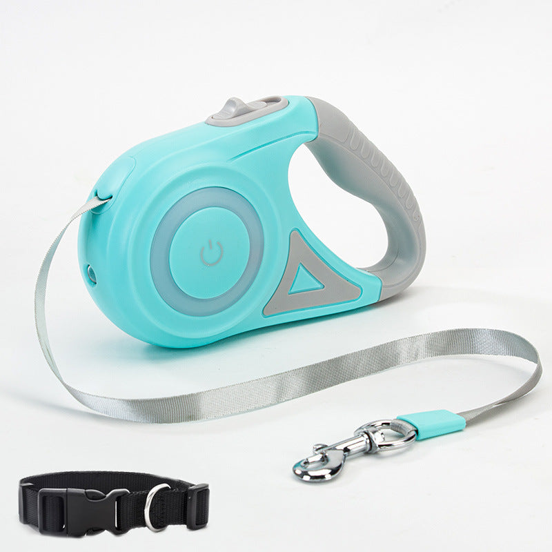 Retractable Leash And Dog Collar Spotlight - Automatic Pet Dog Cat Traction Rope